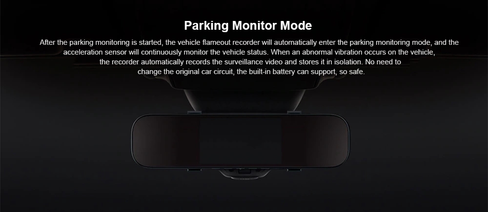 Xiaomi Mijia Smart Rearview Mirror 5 Inch IPS Display Car DVR Camera With Intelligent Voice Control Parking Monitoring Dual Recording Front And Back - Black