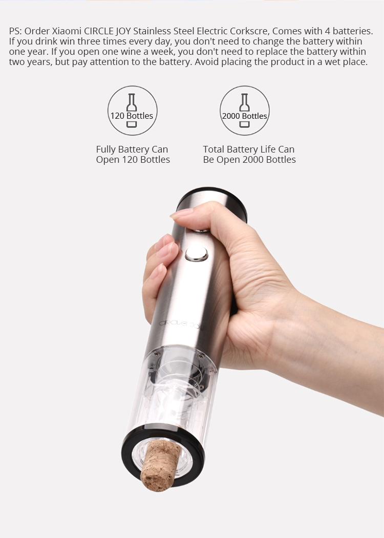 Xiaomi CIRCLE JOY Stainless Steel Electric Corkscrew Silver