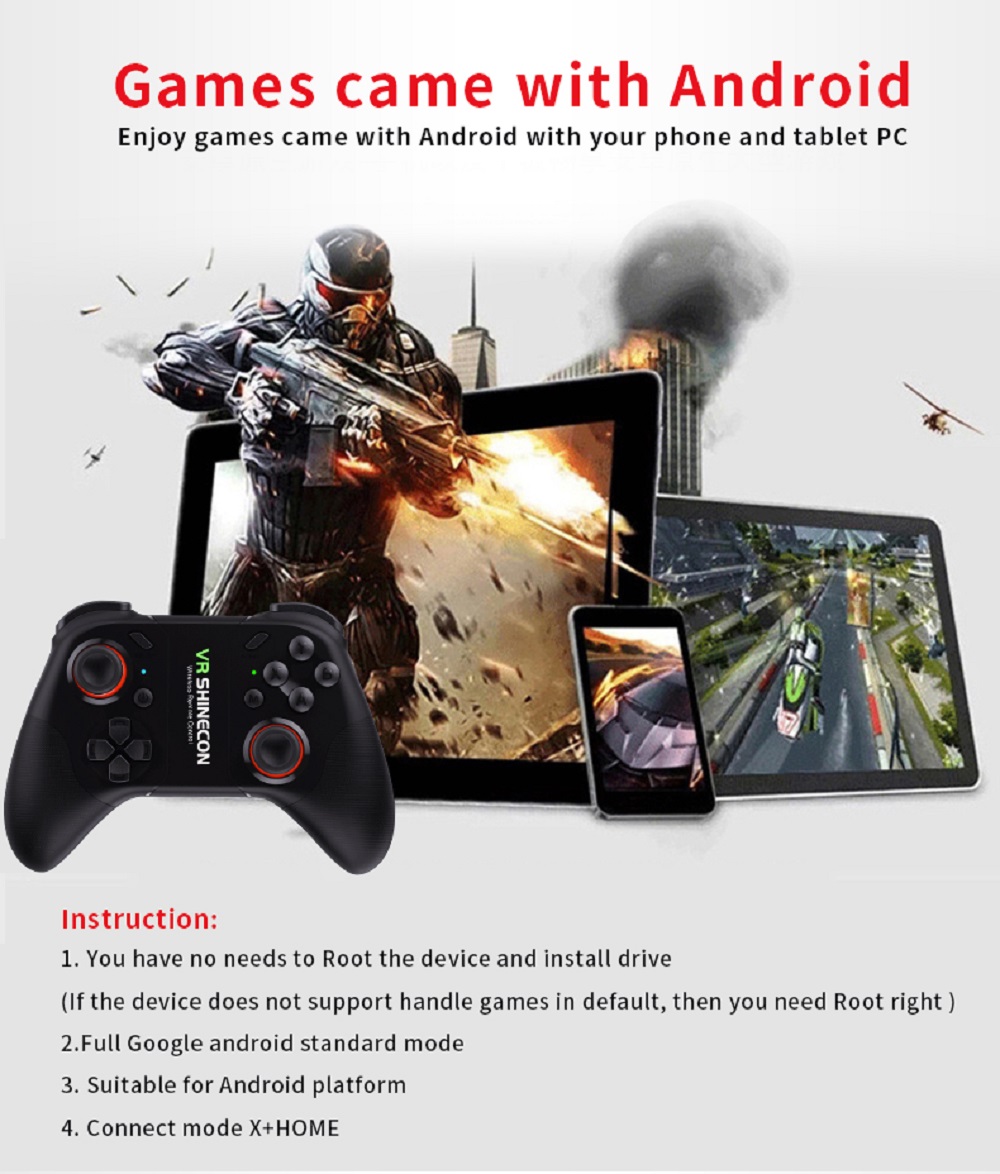 VR SHINECON SC-C08 Bluetooth VR Glasses Gamepad Wireless Handle Controller - Black