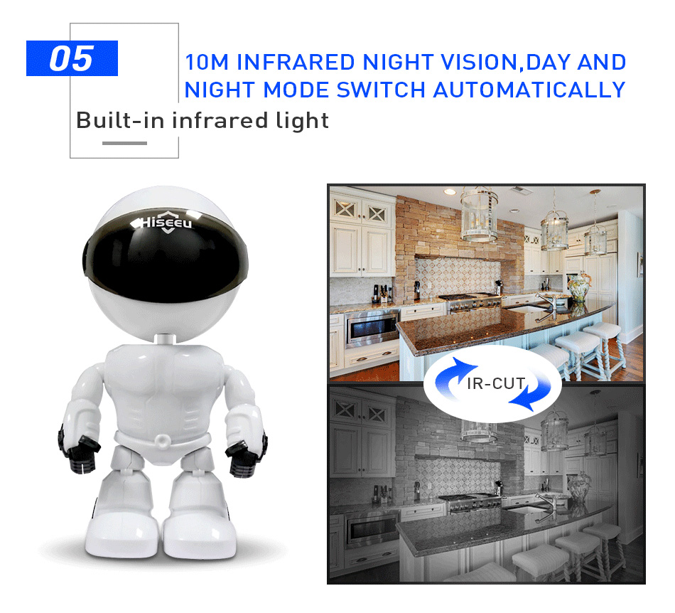 Hiseeu FHK 1080P 2MP Full HD Wifi IP Camera Robot Night Vision IP Network Camera Two-way Audio - White EU Plug