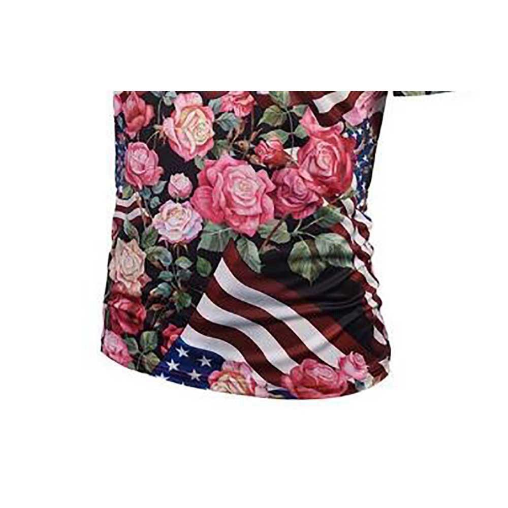 3D Printed Floral Pattern Men's Summer Unisex Short Sleeve T-shirt Size 4XL - Multi Color