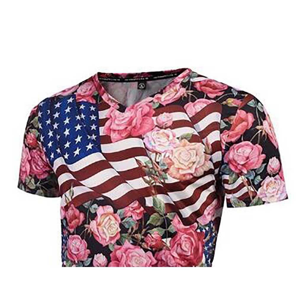 3D Printed Floral Pattern Men's Summer Unisex Short Sleeve T-shirt Size 4XL - Multi Color