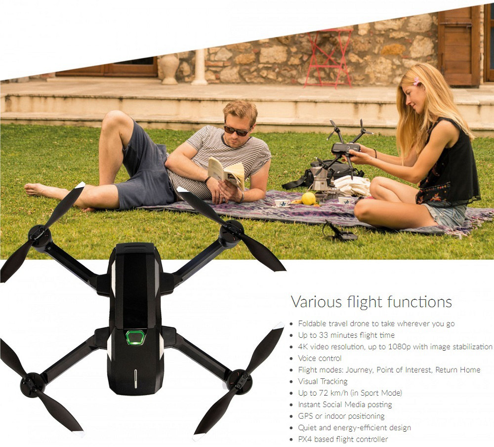 Yuneec Mantis Q GPS WiFi 4K HD FPV Foldable RC Quadcopter with 33mins Flight Time RTF