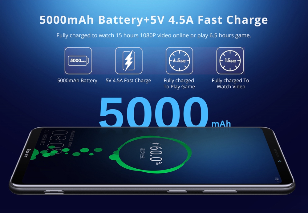 HUAWEI Honor Note 10 6.95 Inch 4G LTE Smartphone Kirin 970 6GB 128GB 24.0MP+16.0MP Dual Rear Cameras Android 8.1 Type-C Fast Charge NFC - Blue