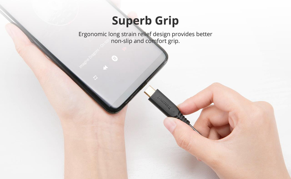 Tronsmart TAC02 6ft USB Type C Cable USB C to USB 3.0 Cable Nylon Braided for MacBook/Galaxy Note 8/S9/Pixel/LG G6