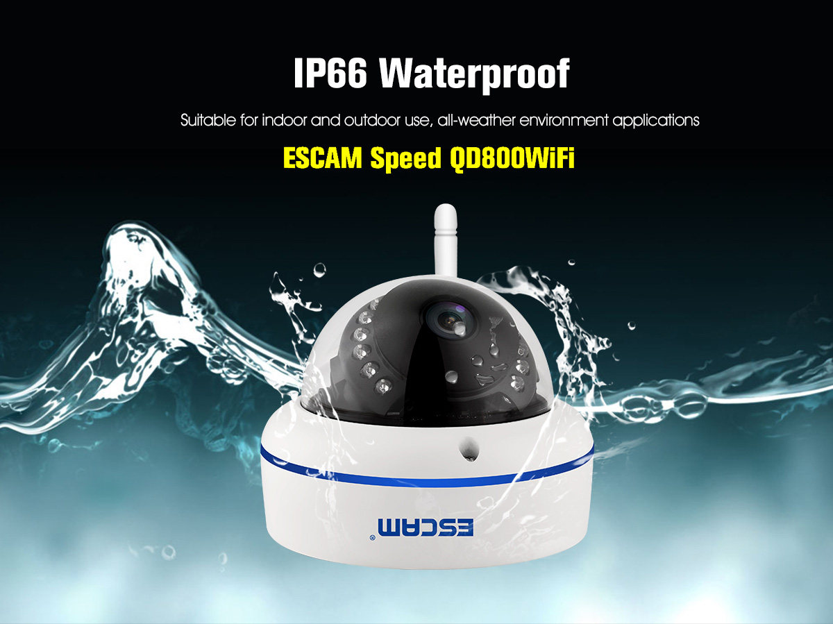 ESCAM Speed QD800WIFI 2MP 1080P WiFi Outdoor IP IR Dome Camera IP66 Onvif P2P Night Vision Camera - White
