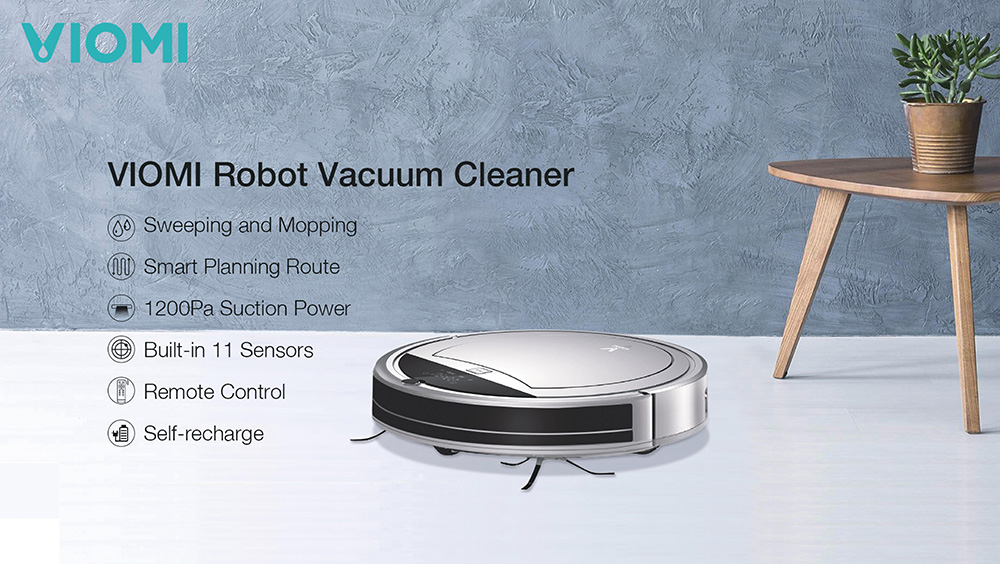 [International Version] Xiaomi Viomi Robot Vacuum Cleaner 1100Pa Suction Autonomous Path Planning Remote Control Clever Planning a Route - Gray
