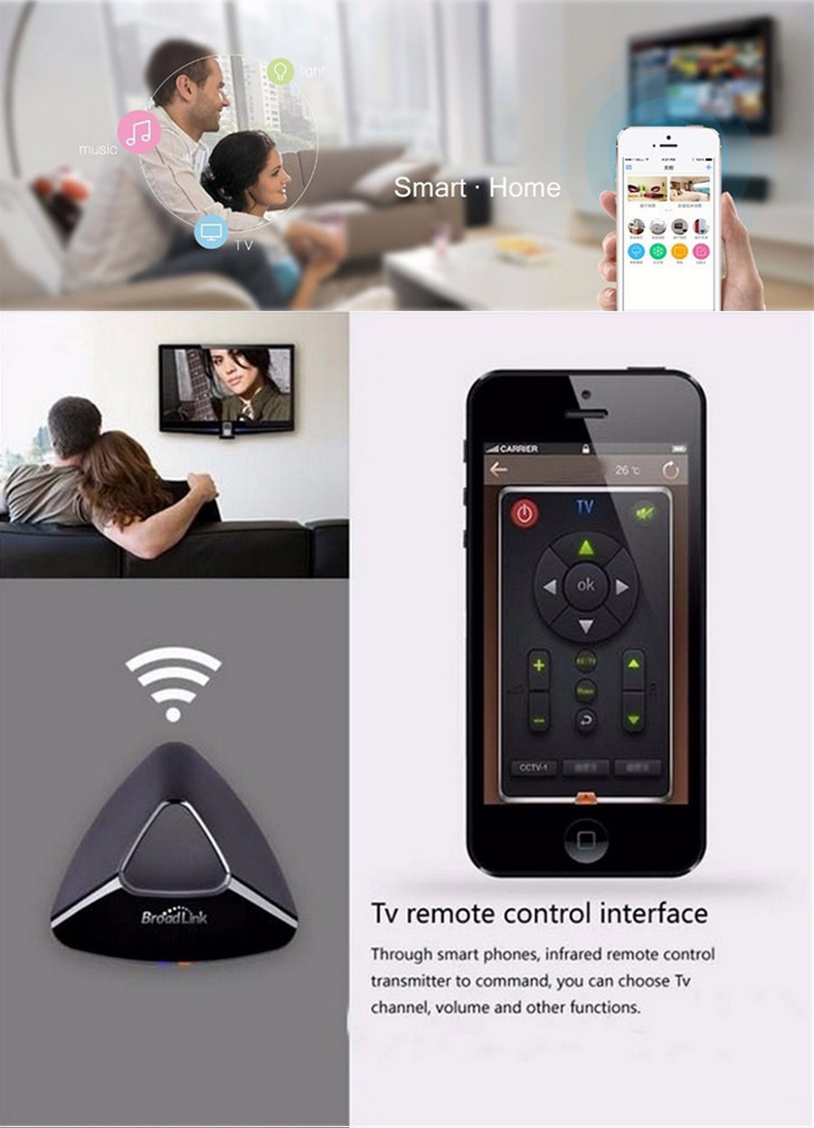 Broadlink RM Pro Smart Intelligent WIFI/IR/RF Remote Controll Center System for iPhone Android Device - Black