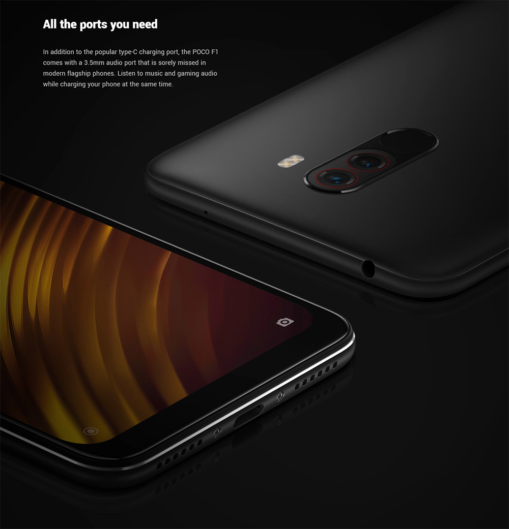 [HK Stock][Official Global Version]Xiaomi Poco F1 6.18 Inch 4G LTE Smartphone Snapdragon 845 6GB 64GB 12.0MP+5.0MP Dual Rear Cameras MIUI IR Face Unlock Type-C Fast Charge - Graphite Black