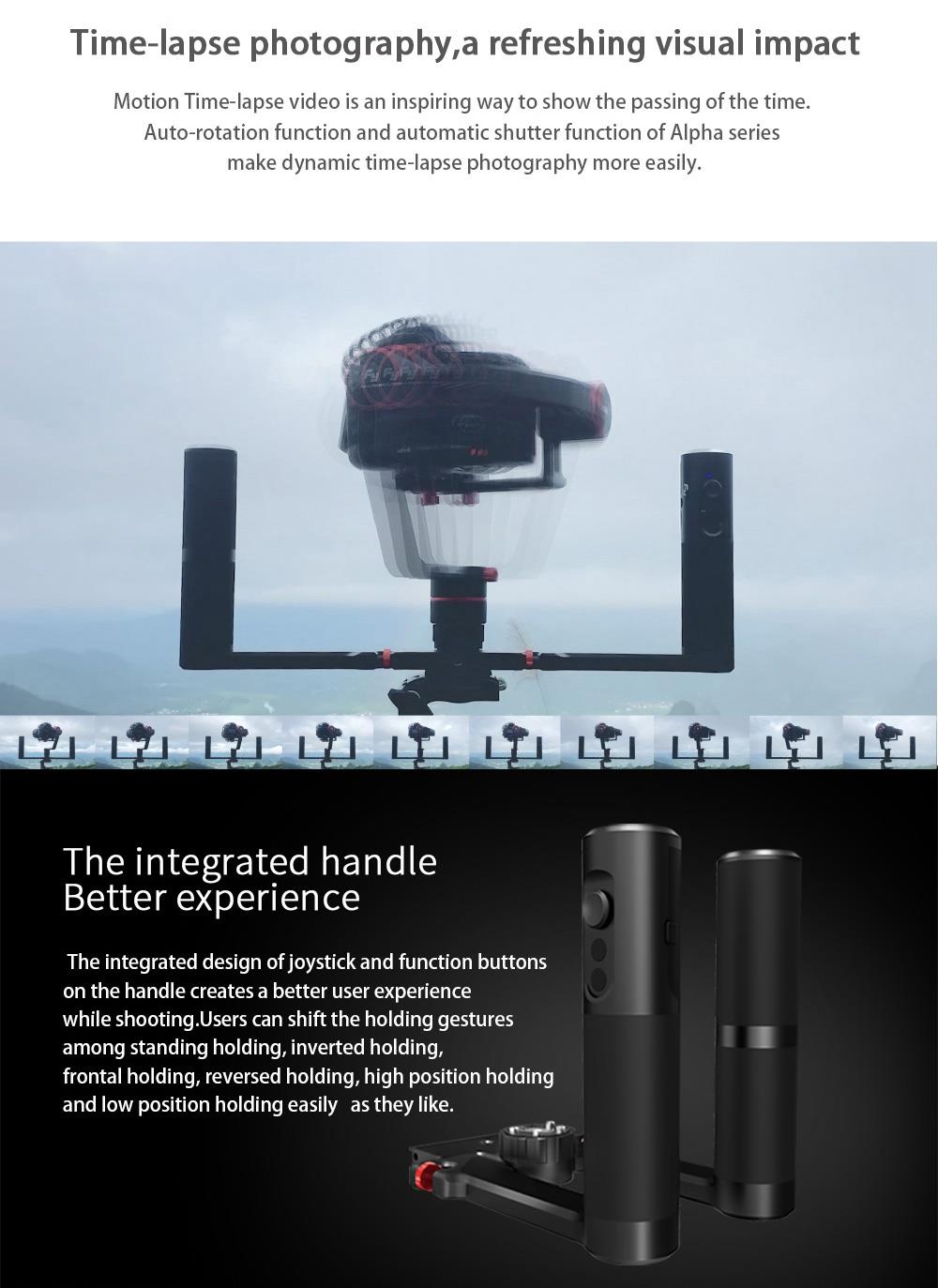 Feiyu Tech A2000 3-Axis Handled Gimbal Stabilizer for Mirrorless DSLR Camera - Double Handheld