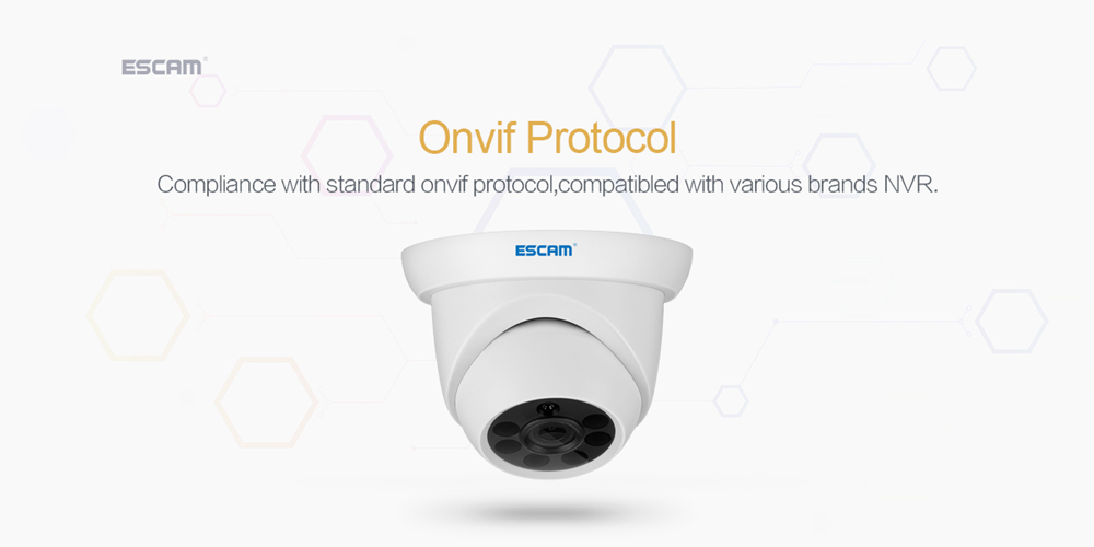 ESCAM QH001 Outdoor 1080P Dome IP Camera H.265 Day Night Vision Motion Detection Onvif Protocol 3D DNR IR distance - White/EU Plug