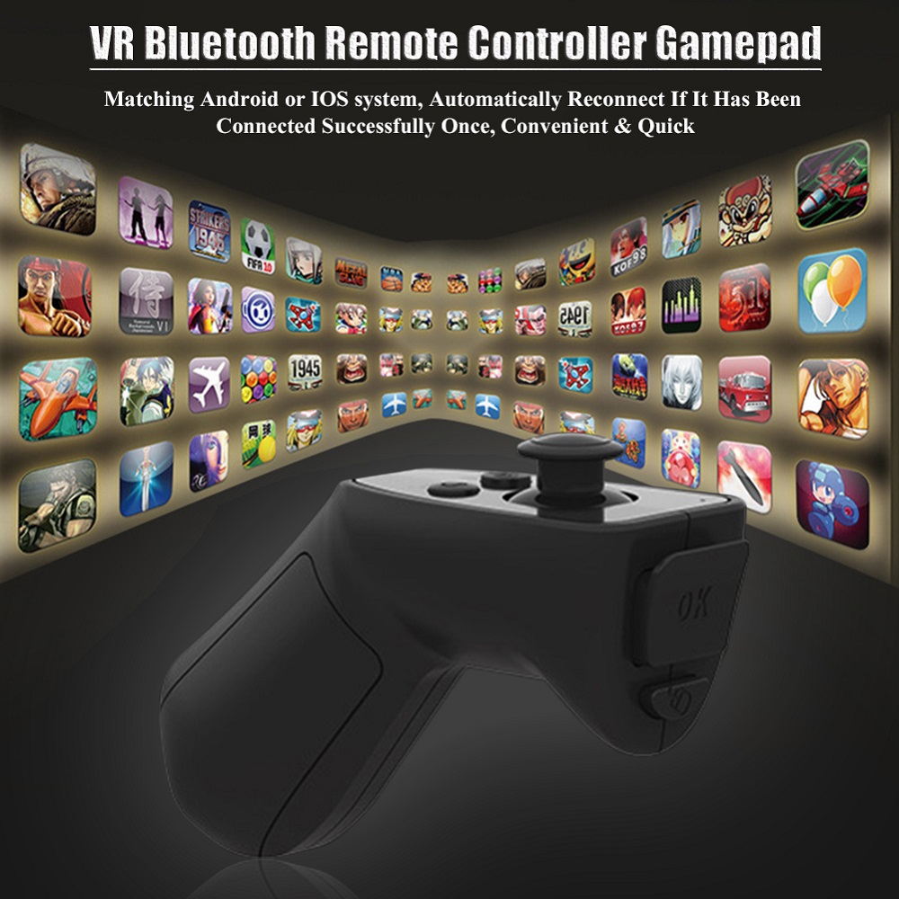 VR SHINECON SC-RA8 Buletooth Wireless Remote Controller VR Glasses Gamepad for Android/iOS Smart Phone - Black