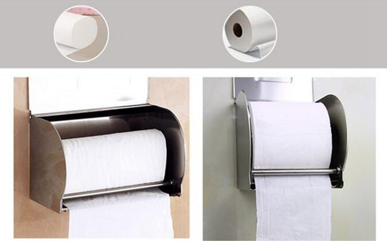 Stainless Steel Paper Holder Toilet Paper Box Silver