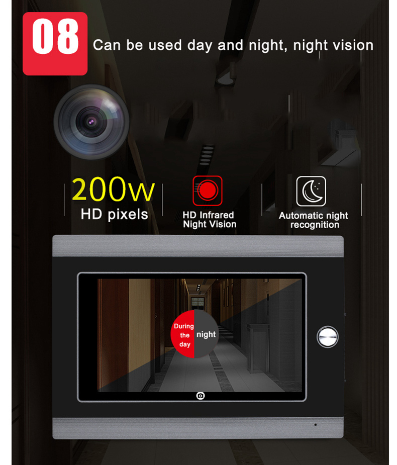 SY708G11 720P 7 Inch Video Door Peephole Camera Doorbell Intercom Kit 1-Camera 1-Monitor - Gold US Plug