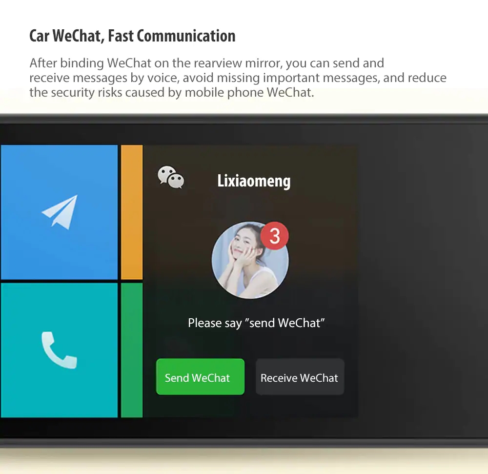 Xiaomi 70mai Smart Rearview Mirror Lite 6.86 Inch IPS Display Car DVR Camera 1080P Video Recorder 140 Degree Wide Angle ADAS Driver Assistance System - Black