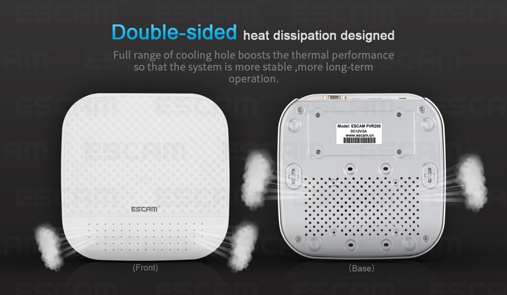 ESCAM PVR208 1080P 8+2CH ONVIF NVR with 2ch Cloud Channel For IP Camera System - White/UK Plug