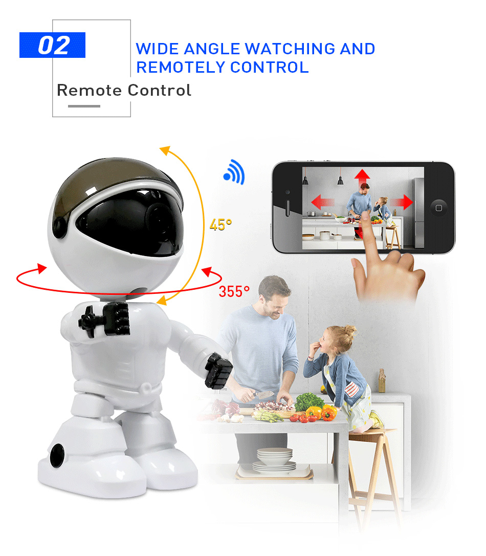 Hiseeu FHK 1080P 2MP Full HD Wifi IP Camera Robot Night Vision IP Network Camera Two-way Audio - White EU Plug