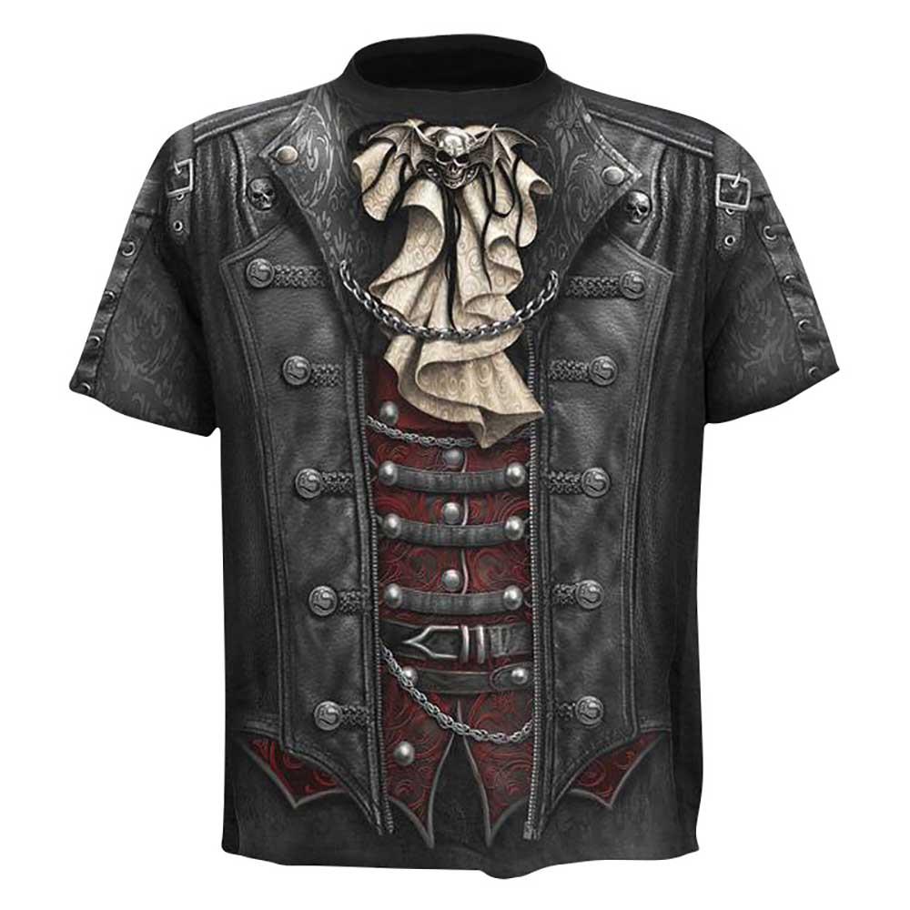 3D Printed Exaggerated Skull Pattern Men's Unisex Short Sleeve Round Collar T-shirt Size XL - Black