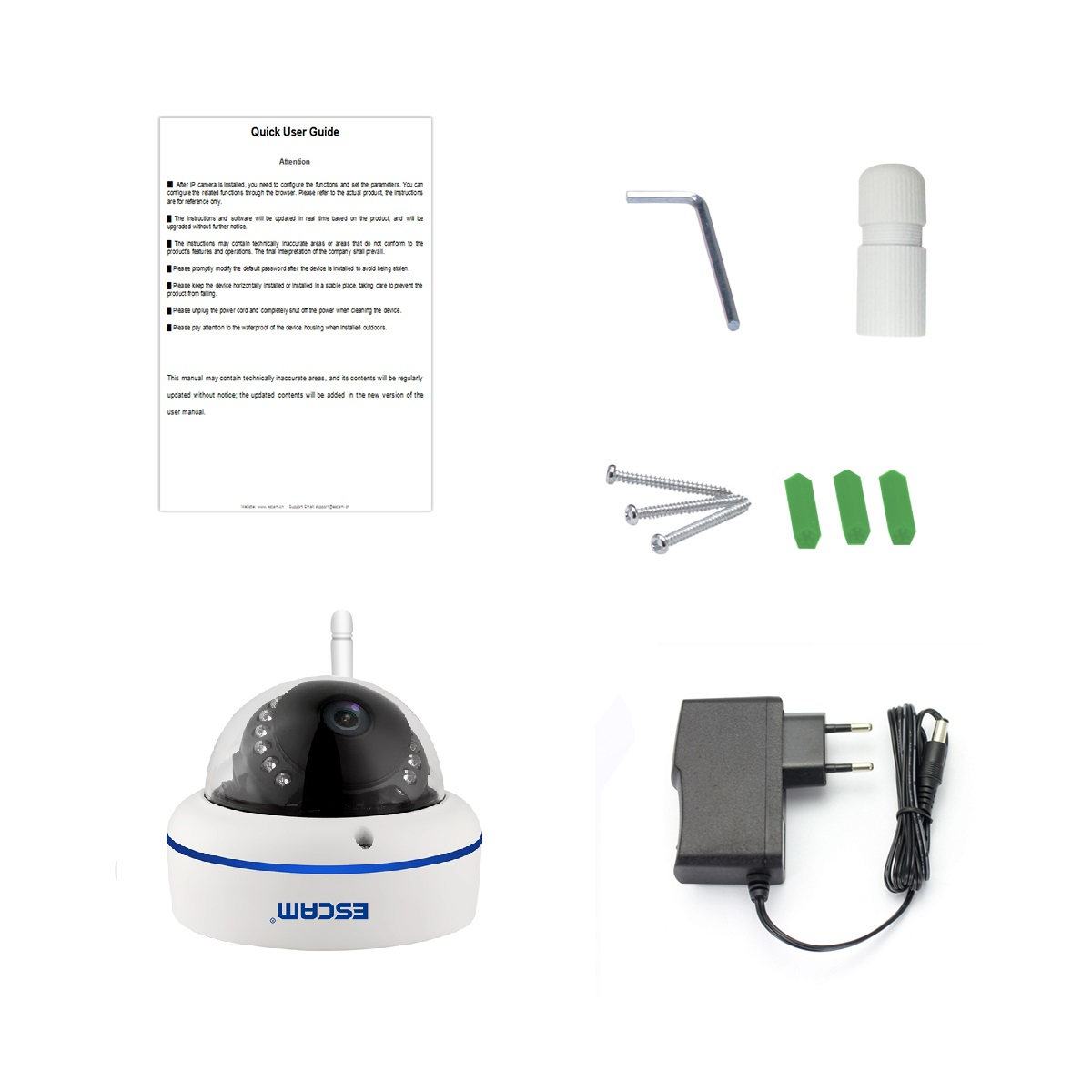 ESCAM Speed QD800WIFI 2MP 1080P WiFi Outdoor IP IR Dome Camera IP66 Onvif P2P Night Vision Camera - White