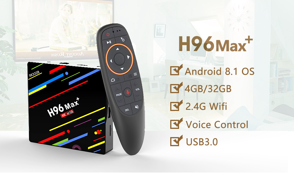 H96 MAX+ Android 8.1 RK3328 KODI 17.6 4GB/32GB 4K TV BOX Support YouTube Netflix WiFi LAN USB3.0