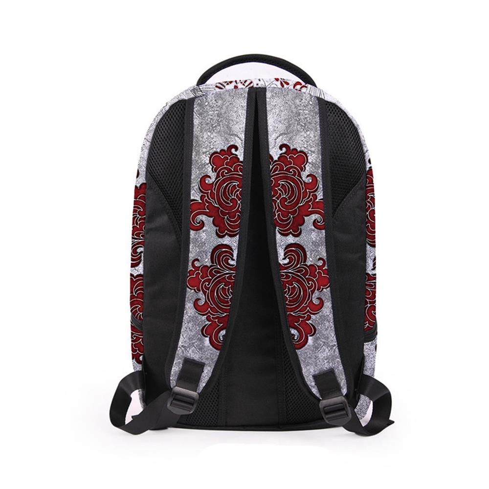 3D Creative Printed Graffiti Red Skull Pattern Men And Women Rucksack Travel Satchel Backpack - Red