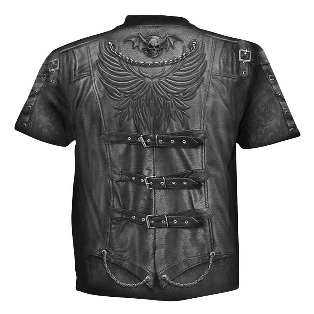3D Printed Exaggerated Skull Pattern Men's Unisex Short Sleeve Round Collar T-shirt Size XL - Black