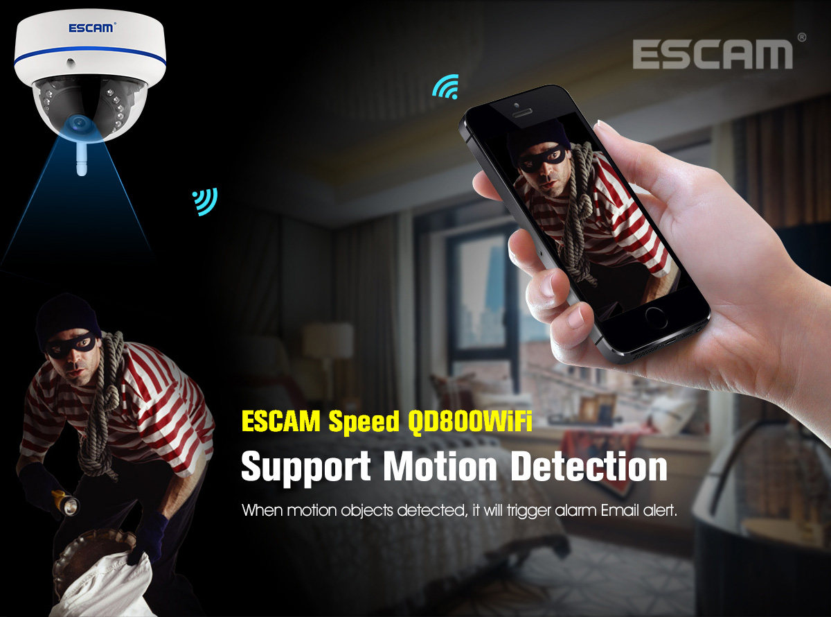 ESCAM Speed QD800WIFI 2MP 1080P WiFi Outdoor IP IR Dome Camera IP66 Onvif P2P Night Vision Camera - White