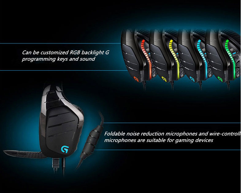 Logitech G633 Artemis Spectrum RGB 7.1 Surround Gaming Headphones Collapsible Noise Reduction Headset - Black