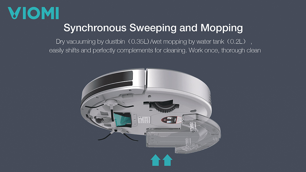 [International Version] Xiaomi Viomi Robot Vacuum Cleaner 1100Pa Suction Autonomous Path Planning Remote Control Clever Planning a Route - Gray