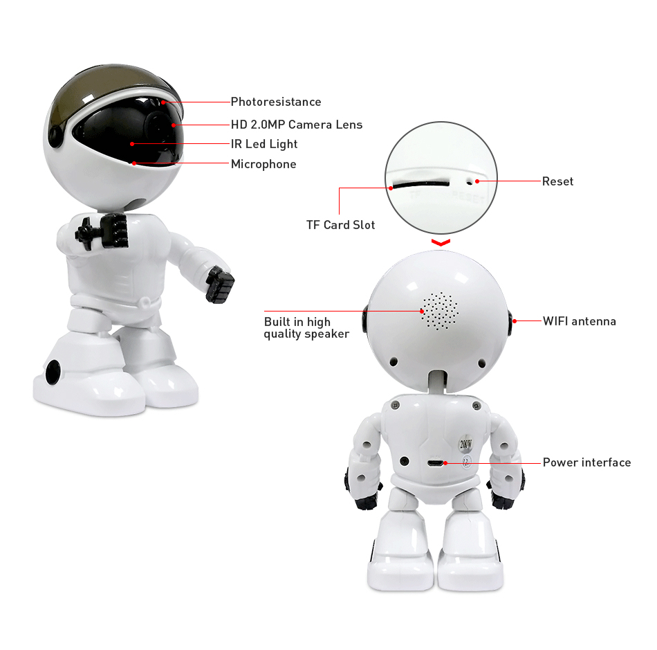 Hiseeu FHK 1080P 2MP Full HD Wifi IP Camera Robot Night Vision IP Network Camera Two-way Audio - White EU Plug