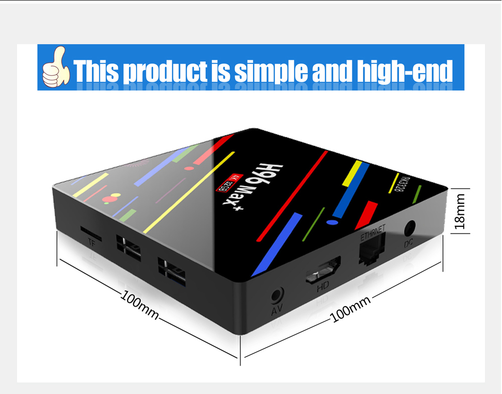 H96 MAX+ Android 8.1 RK3328 KODI 17.6 4GB/32GB 4K TV BOX Support YouTube Netflix WiFi LAN USB3.0