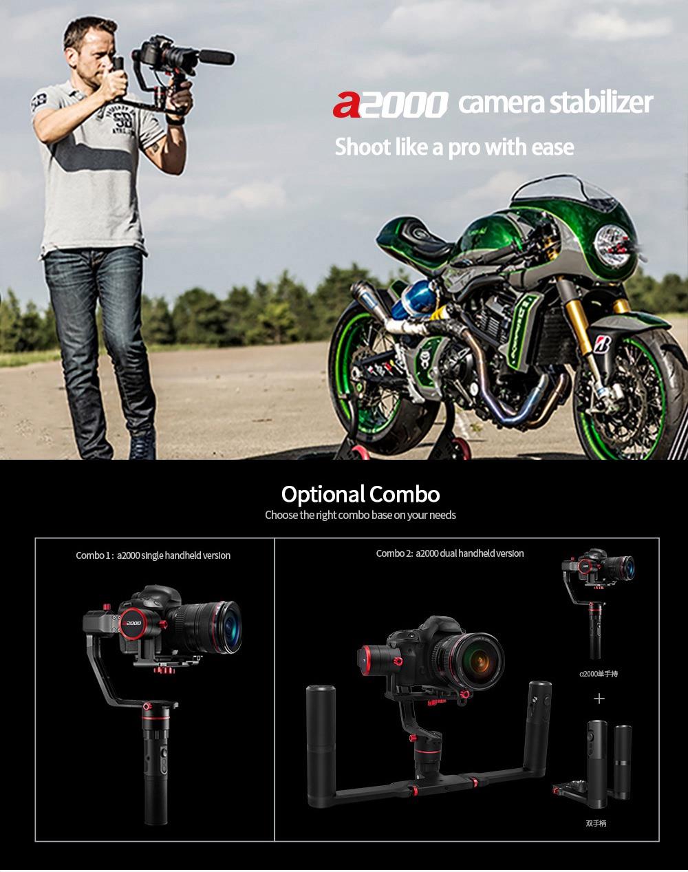 Feiyu Tech A2000 3-Axis Handled Gimbal Stabilizer for Mirrorless DSLR Camera - Double Handheld