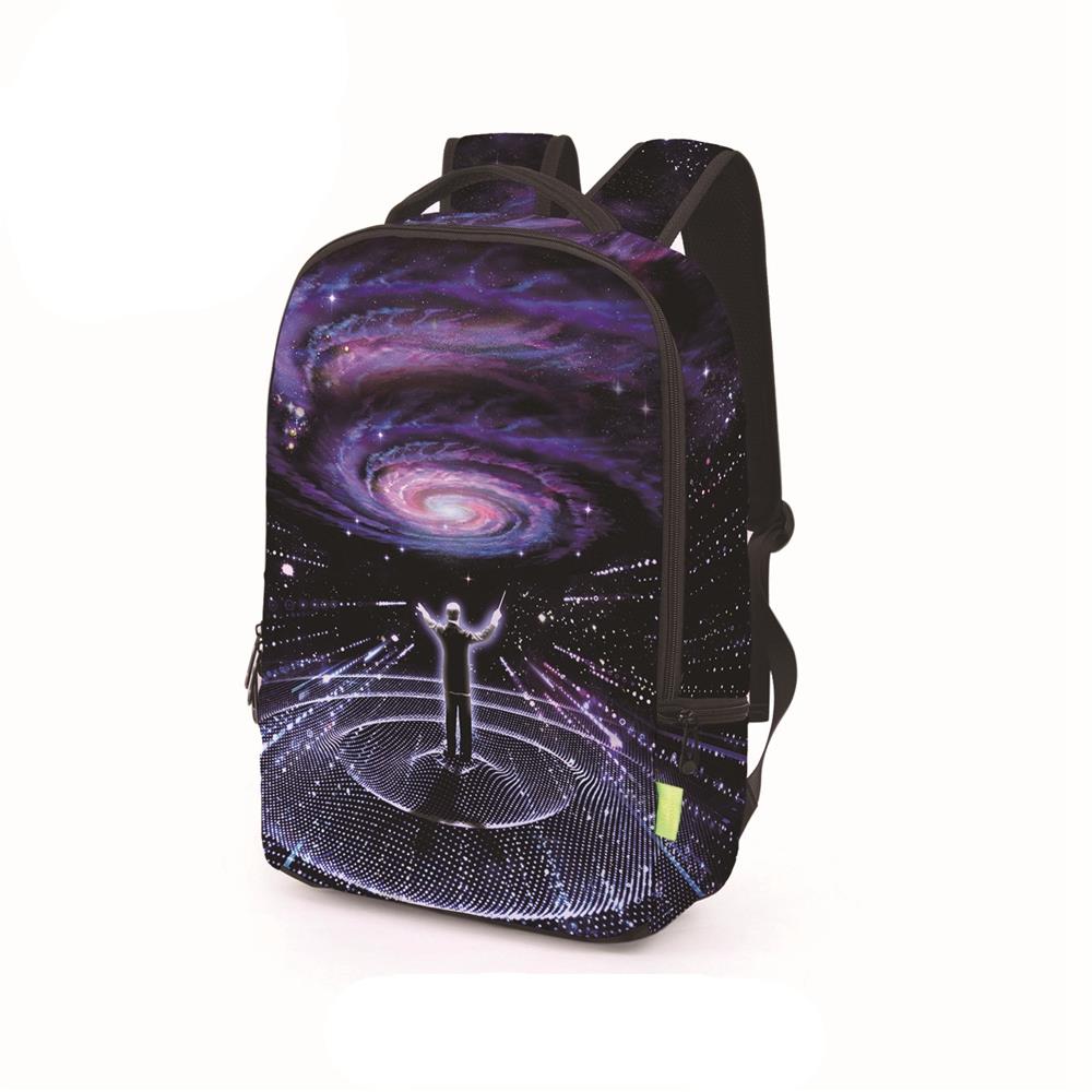 3D Creative Printed Starry Sky Conductor Pattern Men And Women Rucksack Travel Satchel Backpack - Purple