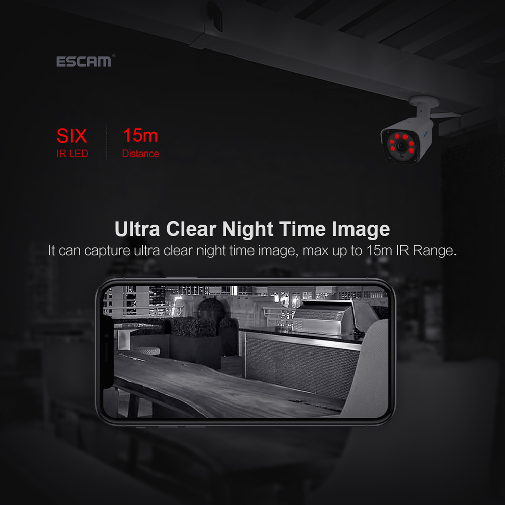 ESCAM QH002 HD 1080P 2MP P2P IR IP Outdoor Camera with Smart Analysis ONVIF H.265 - White EU Plug