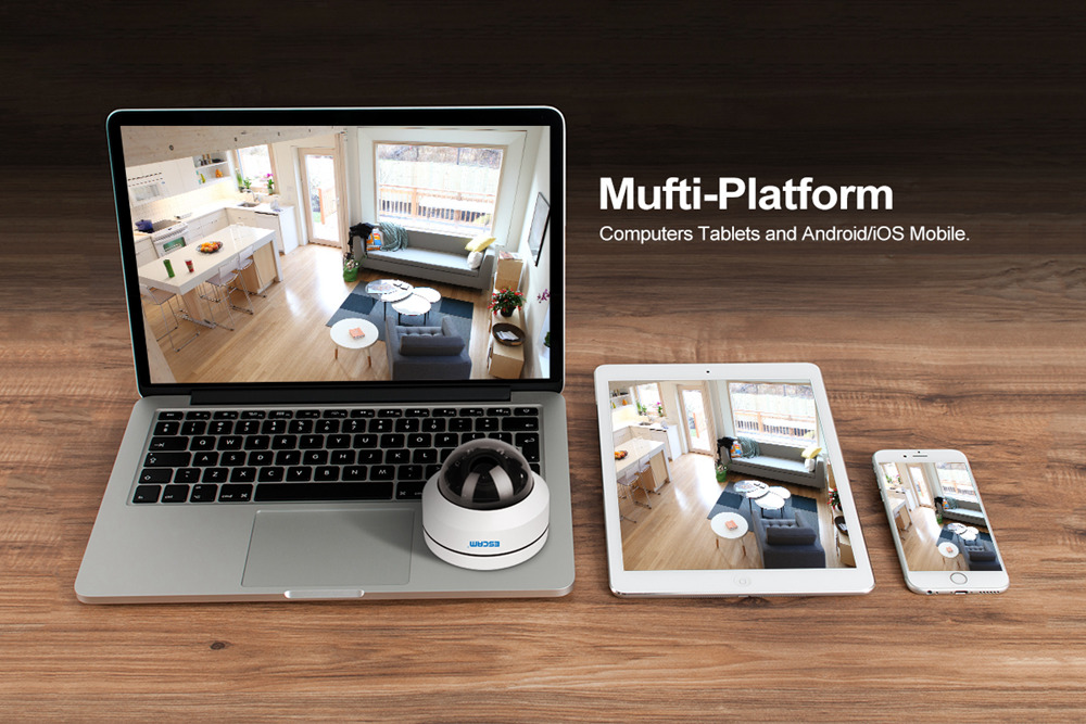 ESCAM PVR002 2MP HD 1080P IP PTZ Dome Camera 4X Zoom 2.8-12mm Lens Water Resistant Night Vision Motion Detection - White/US Plug