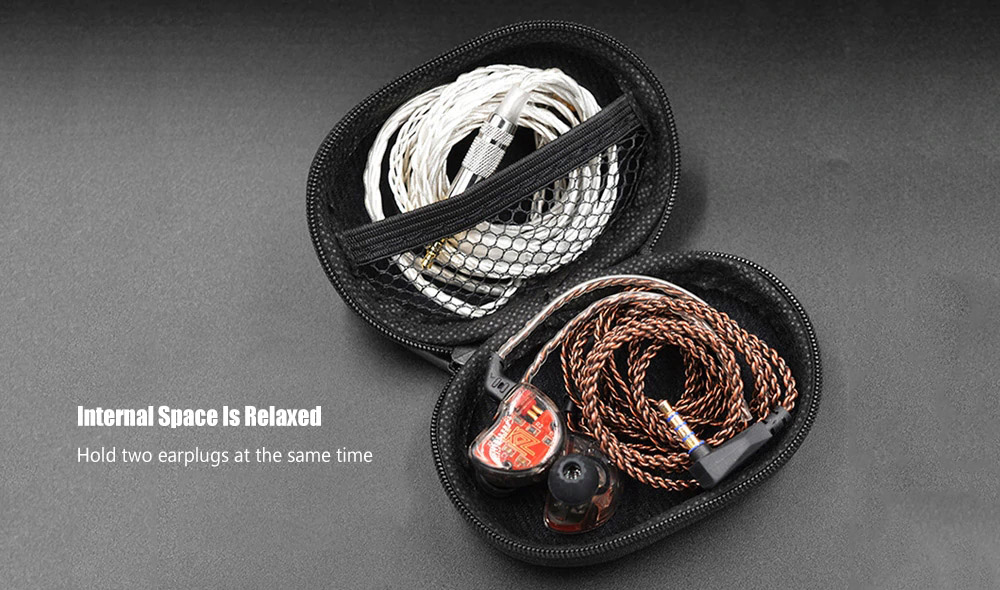 KZ PU Leather Earphone Bag Earbuds Storage Box - Black