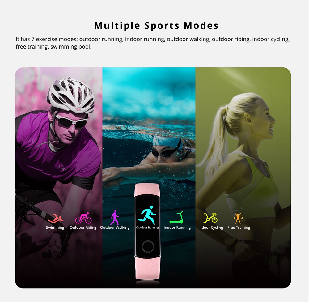 HUAWEI Honor Band 4 Smart Bracelet 0.95 Inch AMOLED Touch Large Color Screen 5ATM Heart Rate Monitor Swimming Posture Recognition - Black