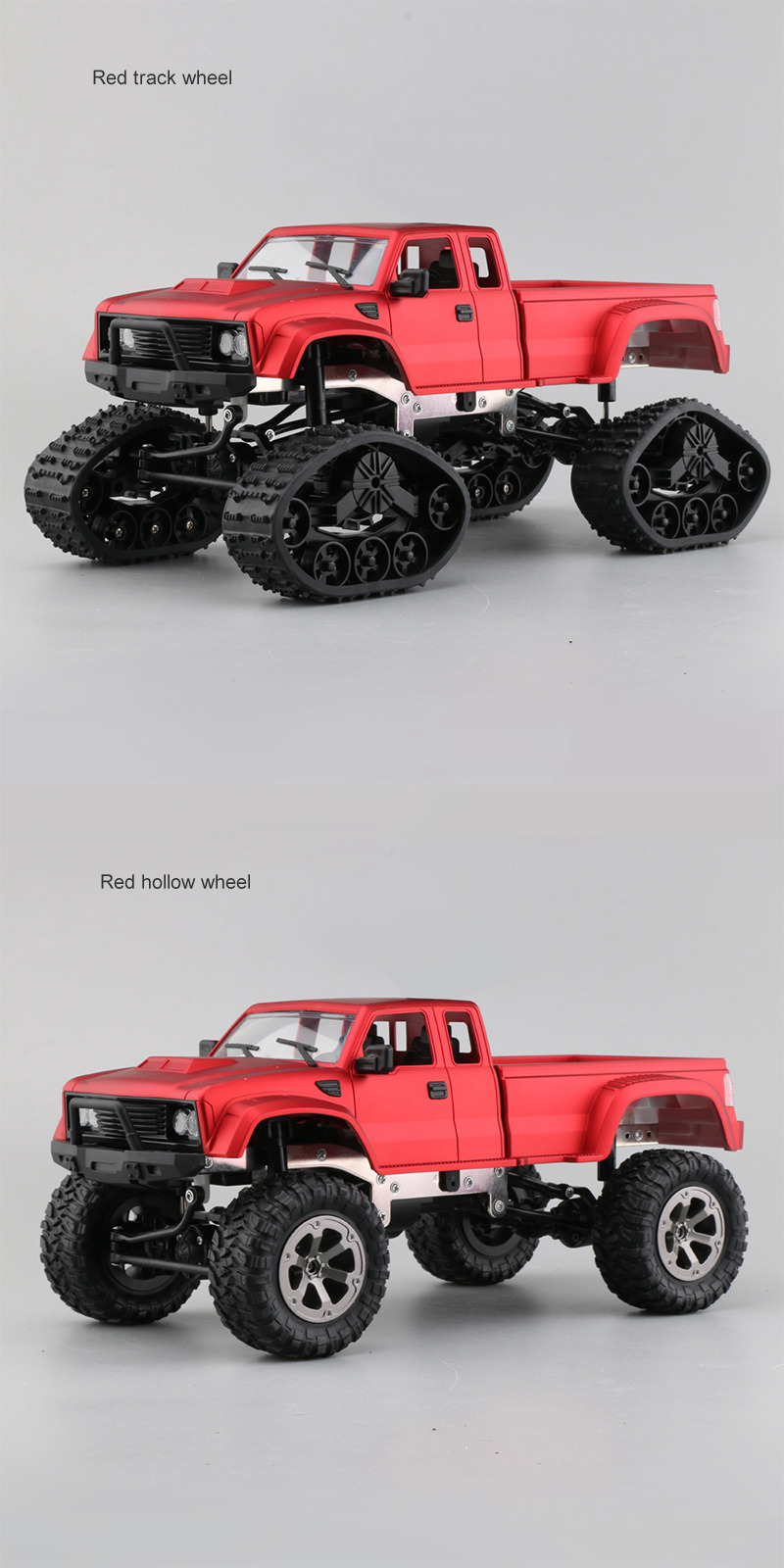 JDRC JD002A 2.4G 1:12 4WD Brushed Off-road Military Truck RC Car with LED Light RTR - Red