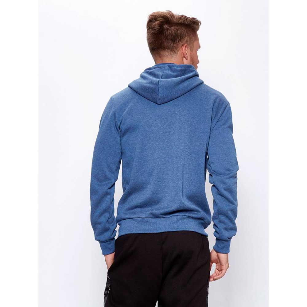 Men Casual Solid Color Long Sleeve Sweatshirt Zipper Hoodie Coat Size 2XL - Blue
