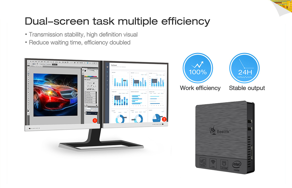 Beelink BT3 PRO II Intel Atom X5-Z8350 4GB/64GB Mini PC 2.4G/5.8G WIFI Gigabit LAN USB3.0 HDMI VGA