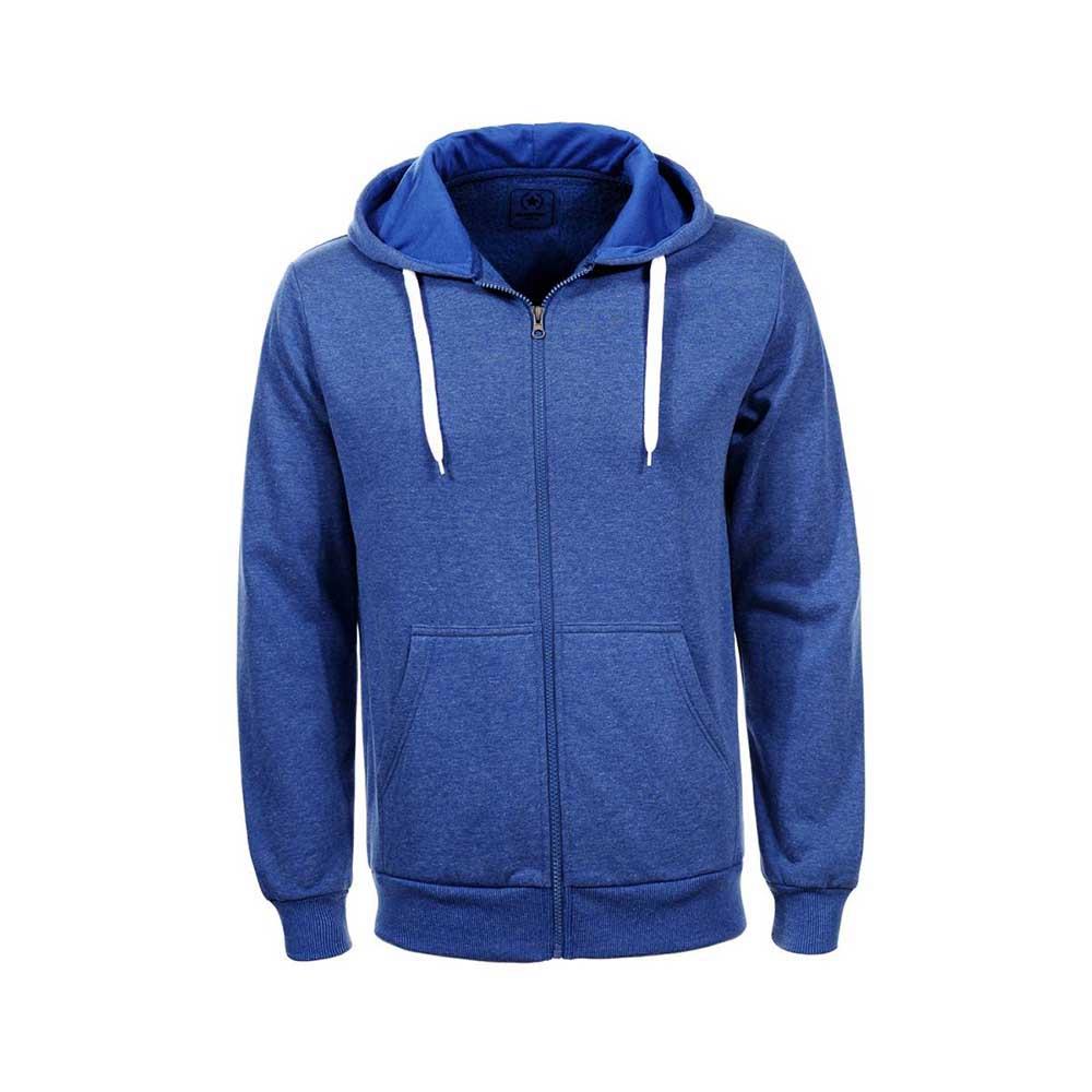 Men Casual Solid Color Long Sleeve Sweatshirt Zipper Hoodie Coat Size 2XL - Blue