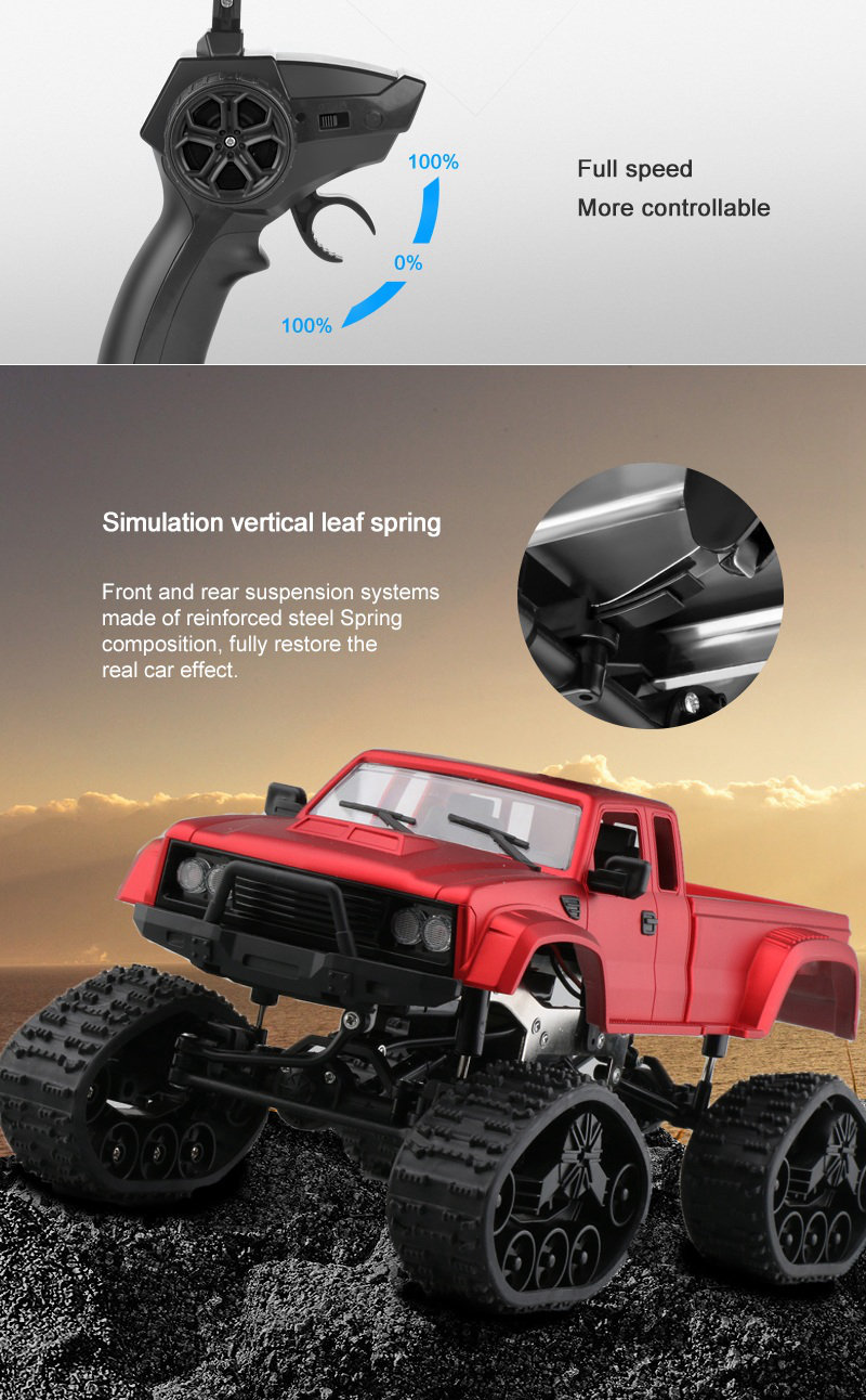 JDRC JD002A 2.4G 1:12 4WD Brushed Off-road Military Truck RC Car with LED Light RTR - Blue