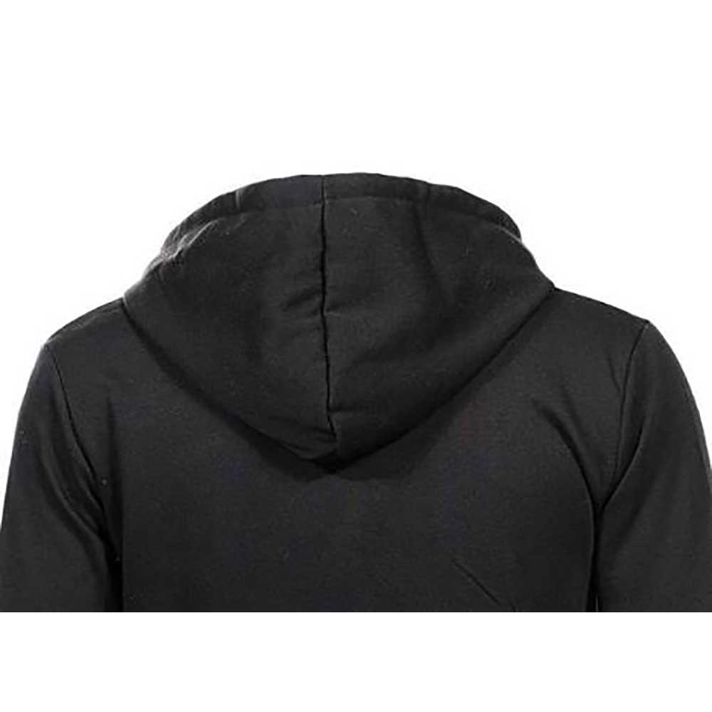 Men Casual Solid Color Long Sleeve Sweatshirt Zipper Hoodie Coat Size 5XL - Black