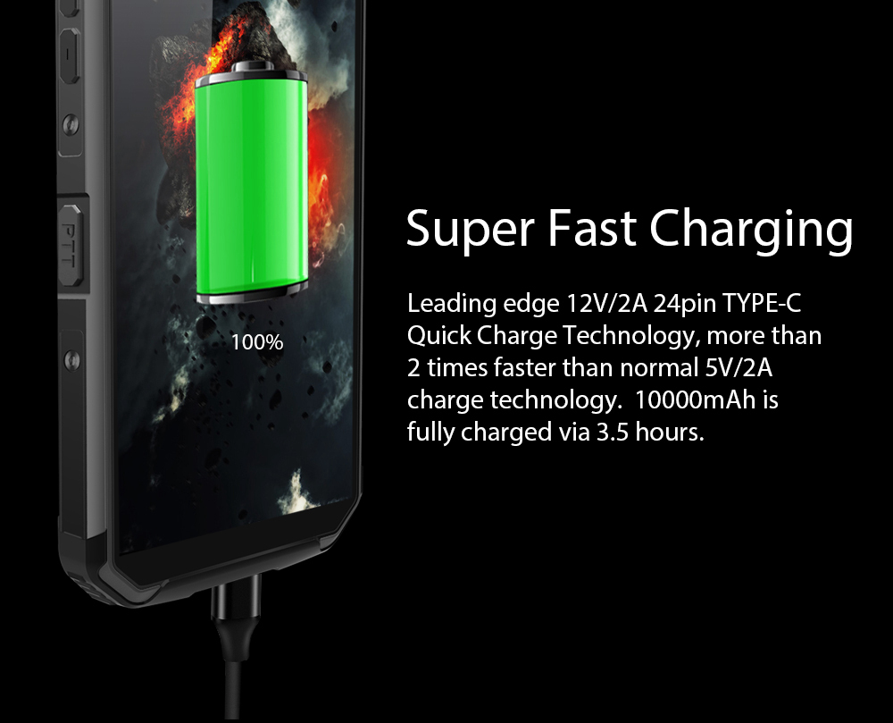 [HK Stock]Blackview BV9500 Pro 5.7 Inch 4G LTE Smartphone Helio P23 6GB 128GB 16.0MP+0.3MP Dual Rear Cameras Android 8.1 IP68 Walkie Talkie Wireless Charging 10000mAh NFC - Black