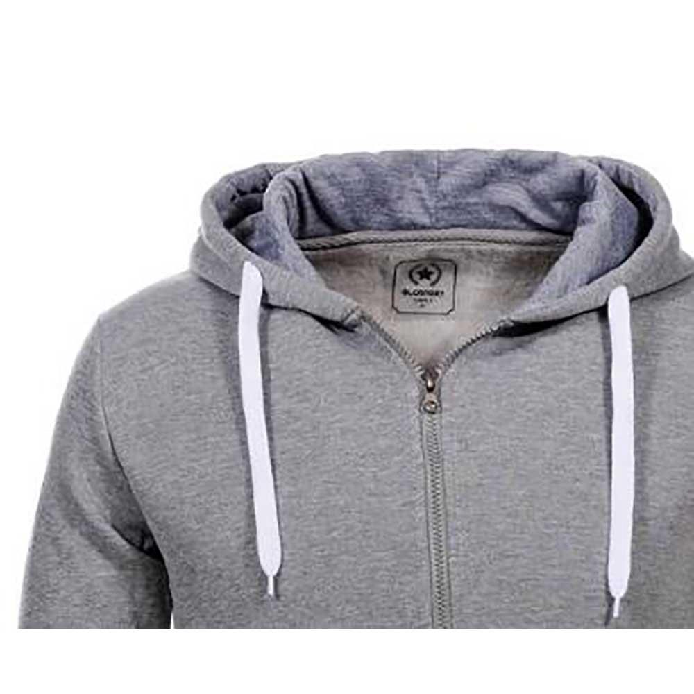 Men Autumn Zipper Hoodie Sweatshirt Outdoor Sports Style Leisure Loose Long-sleeve Coat Size 2XL - Light Gray