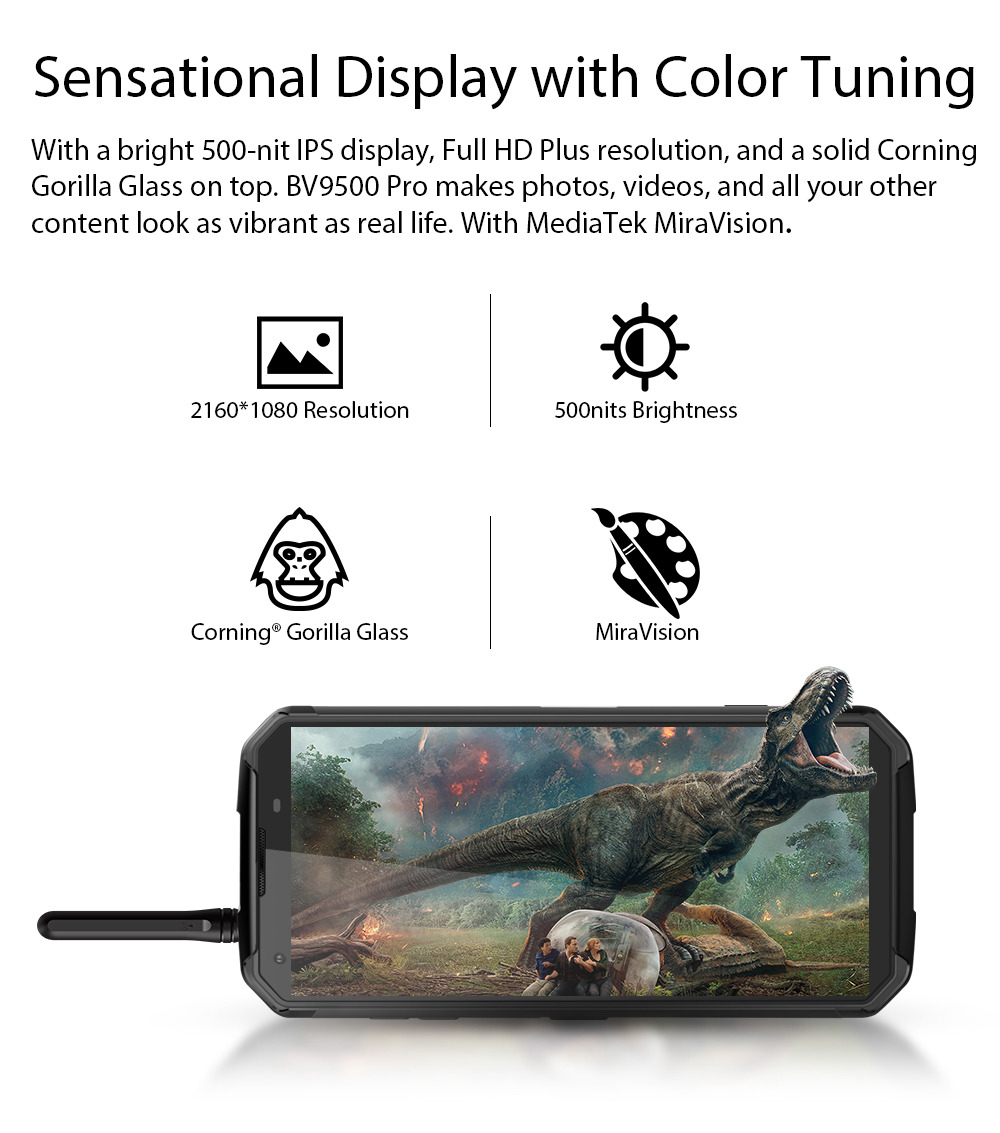 [HK Stock]Blackview BV9500 Pro 5.7 Inch 4G LTE Smartphone Helio P23 6GB 128GB 16.0MP+0.3MP Dual Rear Cameras Android 8.1 IP68 Walkie Talkie Wireless Charging 10000mAh NFC - Yellow