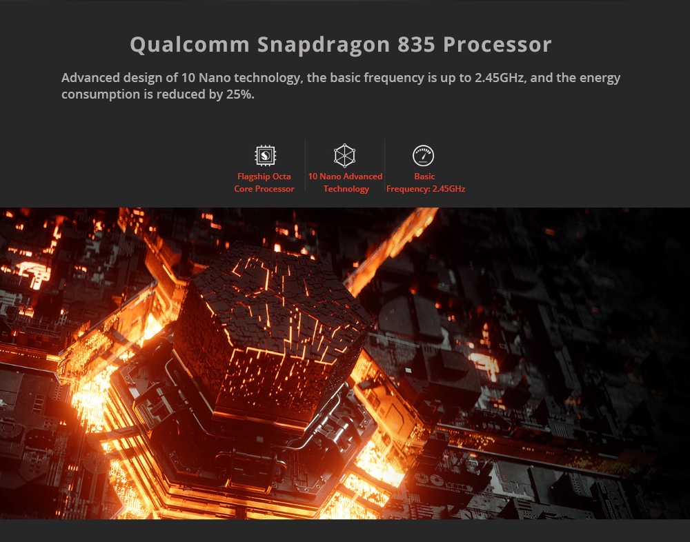 Nubia Red Magic 6.0 Inch FHD Screen 4G LTE Gaming Smartphone Snapdragon 835 6GB 64GB 24.0MP Camera Android 8.1 OS Type-C Touch ID OTG - Black