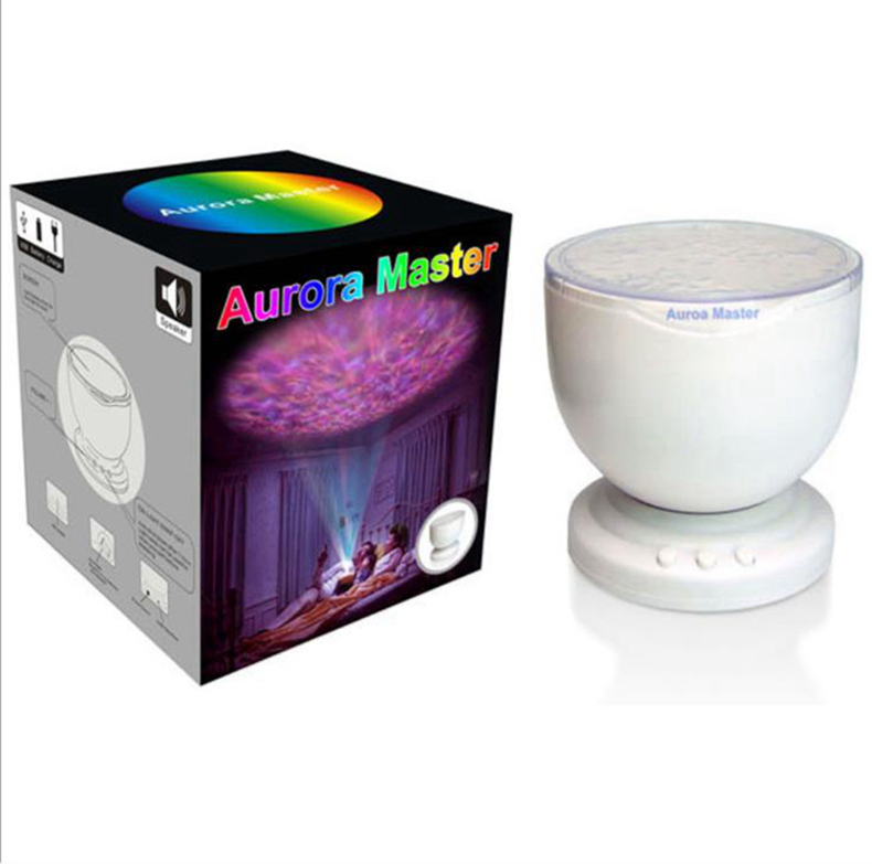 Aurora Master Night Light Ocean Wave Projector Music Player Speaker LED Night Light Colorful Sky Starry - White