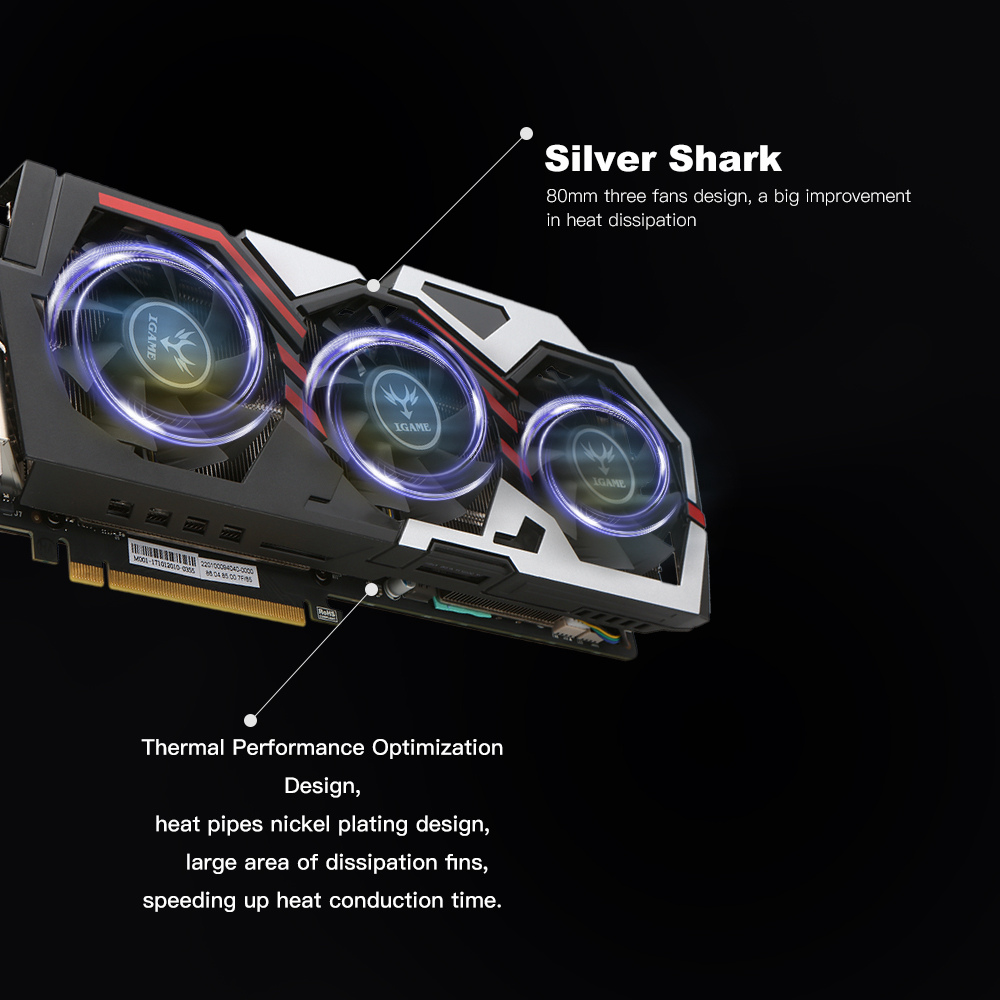 Colorful iGame GeForce GTX1070Ti Vulcan U Top Video Graphics Card 1607MHz 8GB GDDR5 8Gbps/256Bit 2DP+2HDMI+DVI - Black