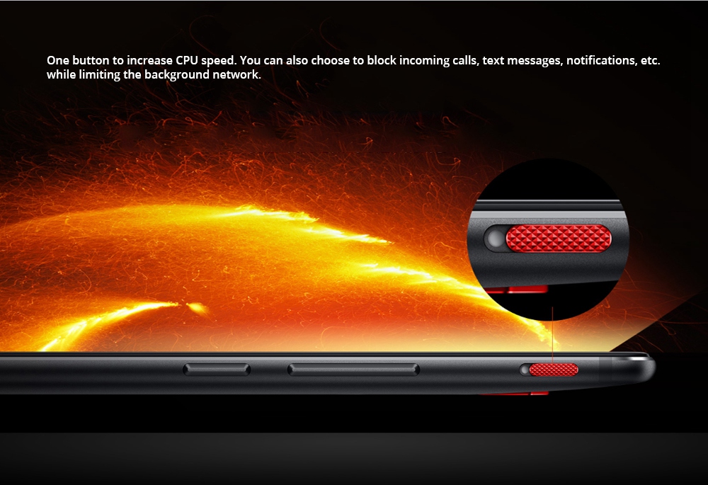 Nubia Red Magic 6.0 Inch FHD Screen 4G LTE Gaming Smartphone Snapdragon 835 6GB 64GB 24.0MP Camera Android 8.1 OS Type-C Touch ID OTG - Black